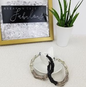 Ombre rhinestoned bamboo earrings